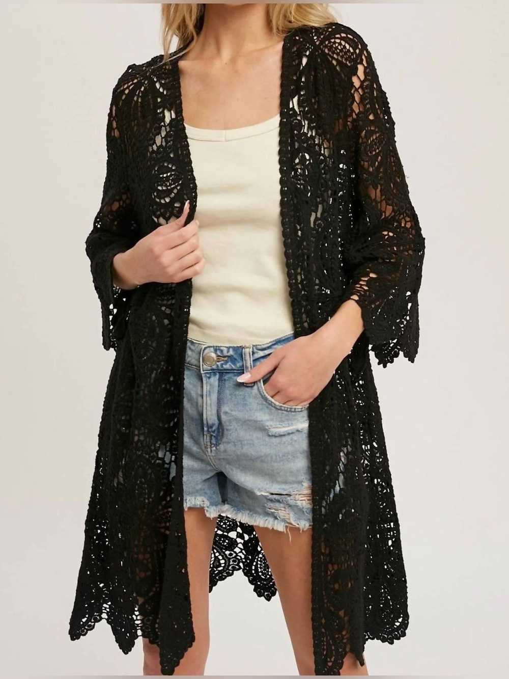 Bluivy - Women's Crochet Lace Cardigan
